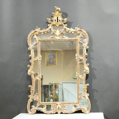 Louis XV style silvered wood window with...