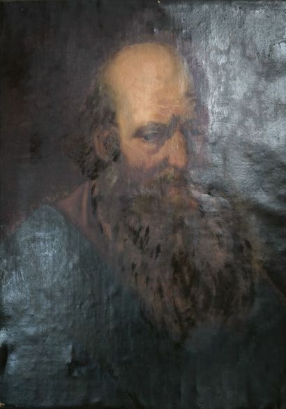 Ecole française du XIXème. Homme barbu. Huile...