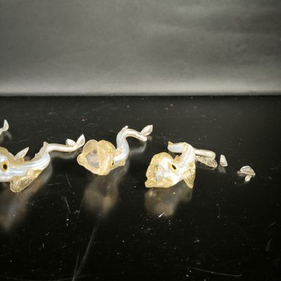 MURANO. Set of 5 glass fish (accidents and...