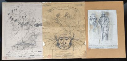 Alfred GREVIN (1827-1892), 2 drawings, studio...