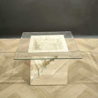 Brutalist coffee table in reconstituted stone...