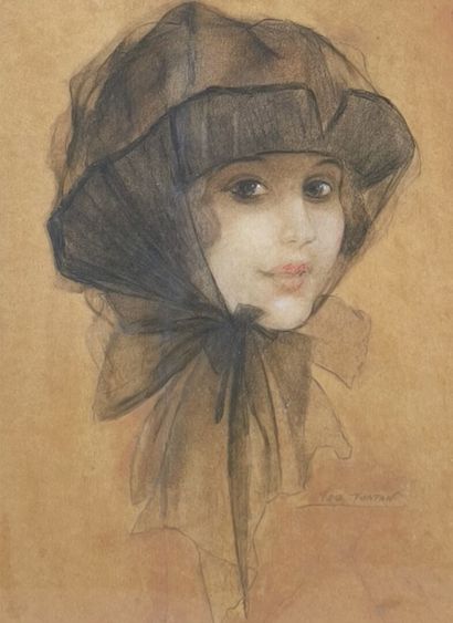 Léo FONTAN (1884-1965). Jeune fille au voile...