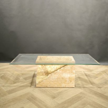 Brutalist coffee table in reconstituted stone...