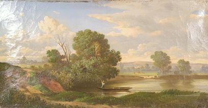 Ecole du XIXème. Etange. Huile sur toile....