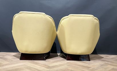 Pair of mahogany and mahogany veneered armchairs,...