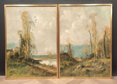 CIPRIANI (XIX-XXème). Paysages. Deux huiles...