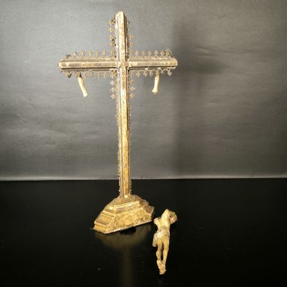 Christ on the cross in painted and gilded...