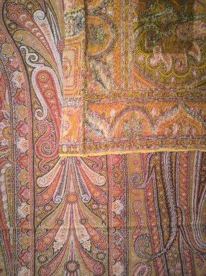Paisley shawl, black background. 19th century....