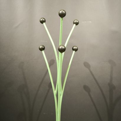 . Green and black painted metal coat rack,...