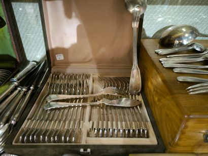 Large lot of metal and silver-plated flatware,...