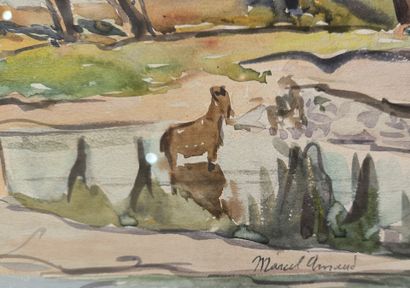 Anonymous, 20th century. Landscape. Watercolor...