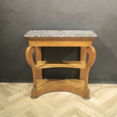 Cherry wood console, one drawer in the waist,...