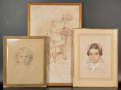 Ensemble de 3 oeuvres : 
- Haralin (?). Femme...