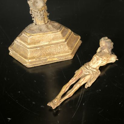 Christ on the cross in painted and gilded...