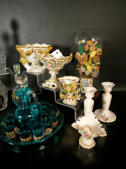 Set of glass and crystal bottles, 19th century,...