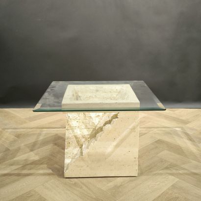 Brutalist coffee table in reconstituted stone...
