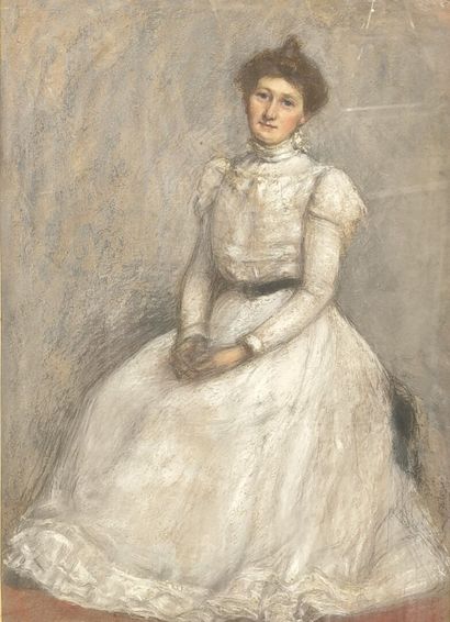 Abraham THUILLEAUX (XX). Jeune femme en robe...