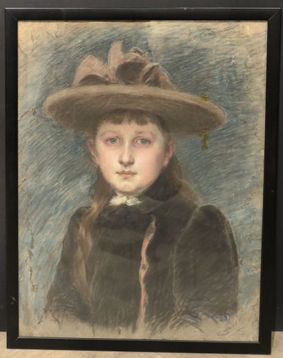 Abraham THUILLEAUX (XX). Jeune fille. Pastel....