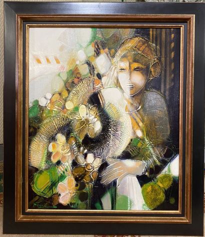 Joël ROUGIE (1957). Flowering, 1989. Canvas....