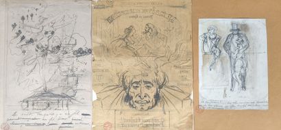 Alfred GREVIN (1827-1892), 2 drawings, studio...
