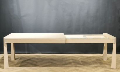 Large rectangular dining table with two extensions....