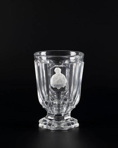 Saint-Louis. Molded crystal pedestal goblet...