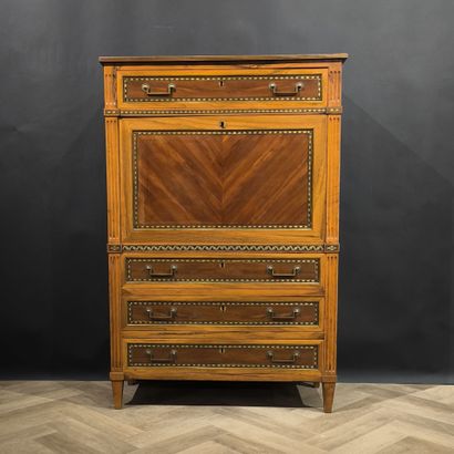 Straight desk in natural wood and veneer...