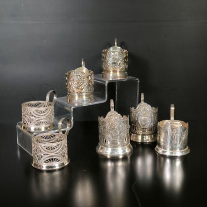 7 Russian silver-plated cup mounts, with...