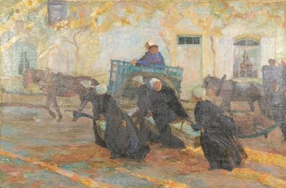 Ecole française de la fin du XIXème. Blanchisseuses,...