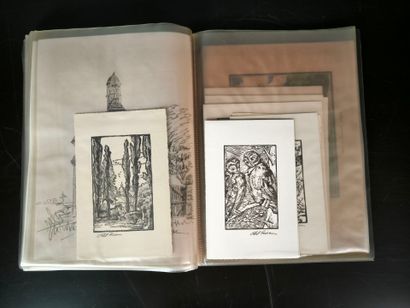 Classeur de 90 estampes environ, XVIIIème...