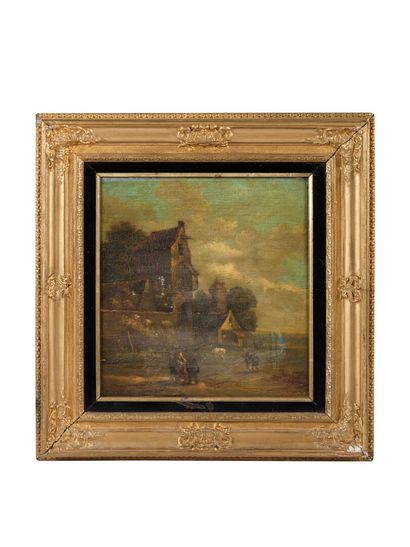 Ecole HOLLANDAISE du XIXème. Paysage animé....