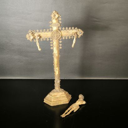Christ on the cross in painted and gilded...