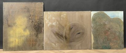 Set of 3 works: Untitled. Paint on canvas....