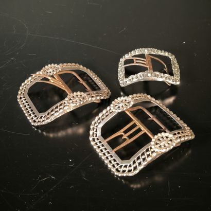 Set of three openwork and faceted silver...