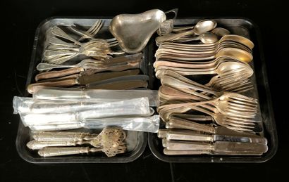 CHRISTOFLE. Silver-plated flatware set:
-...
