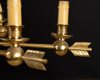 Gilt bronze chandelier with six arrow-shaped...