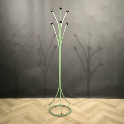. Green and black painted metal coat rack,...