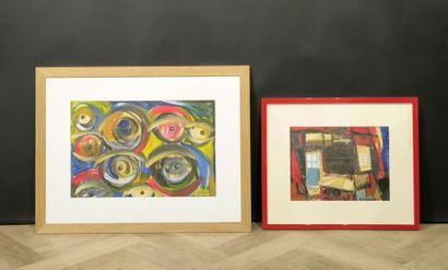 Set of two works on paper:
- Philippe VITTOUX...