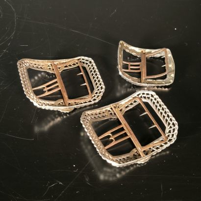 Set of three openwork and faceted silver...