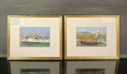Jean VIOLLIER (1896-1985). Lot of two gouaches:...