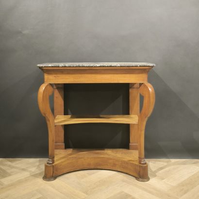 Cherry wood console, one drawer in the waist,...