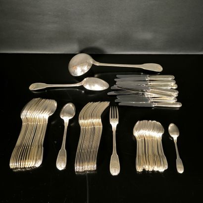 CHRISTOFLE. Silver-plated cutlery set: 15...