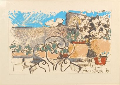 Danielle PRIJIKORSKI (1942) Vue d'un jardin,...