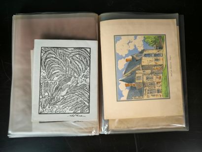 Classeur de 90 estampes environ, XVIIIème...