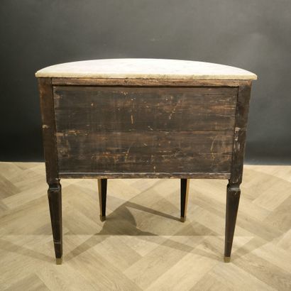 . Small inlaid half-moon chest of drawers,...