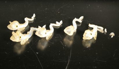 MURANO. Set of 5 glass fish (accidents and...