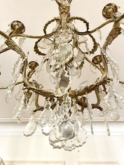 Very large ormolu cage chandelier decorated...