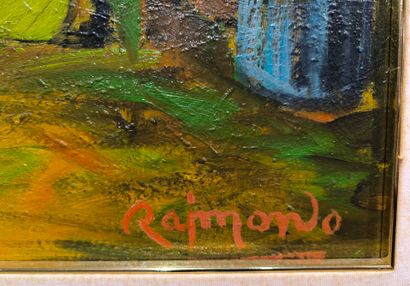 RAIMONDO. Pressing. Painting on canvas, signed...