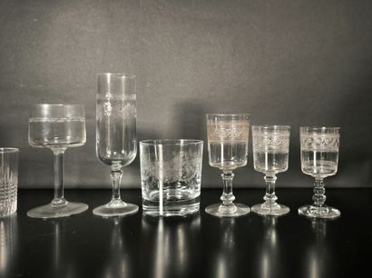 BACCARAT. Series of Nancy crystal glasses:...