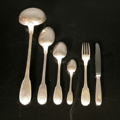 CHRISTOFLE. Silver-plated cutlery set: 15...